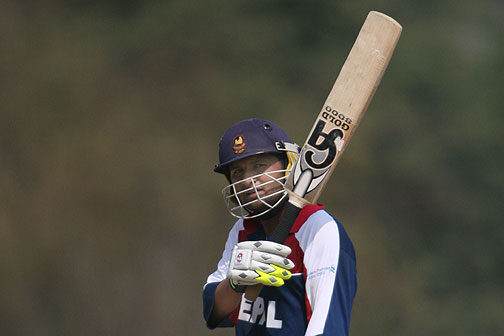 Basant Regmi scored fifty. Photo by NepalSportsPhoto.com