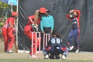 Karuna Bhandari bowls against Hong Kong. (Photo Courtesy: ACC)
