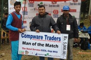 Man-of-the-match Naresh Budaair receives the award. (Photo Courtesy:SPA)