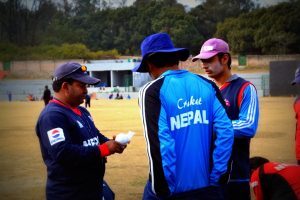 Pubudu Dassanayake, during one of the training sessions with the players
