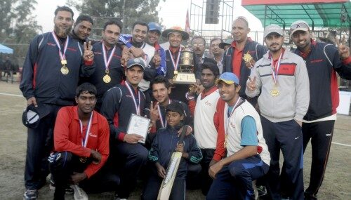 Air India team with trophy.