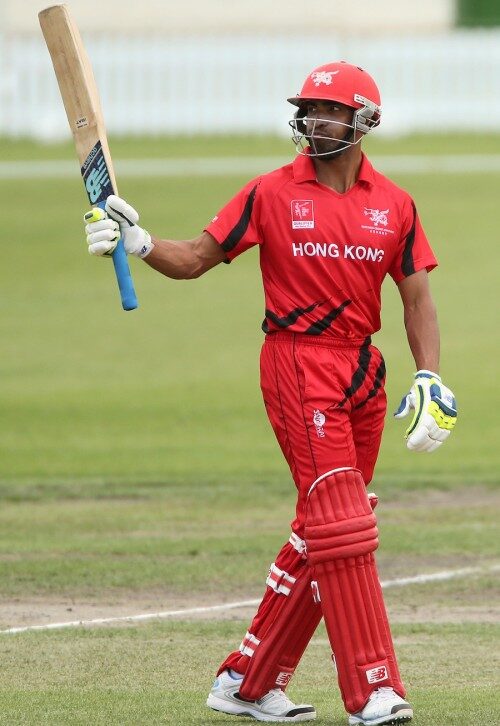 Irfan Ahmed hits 86 not out in Nepal's thrashing by 10 wickets. Photo: IDI/Getty Images
