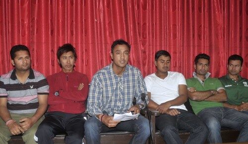 Paras Khadka at the Press Conference held to announce boycott of national team players from One Day National Championship, at Hotel Crowne Plaza. Photo: Bikash Karki